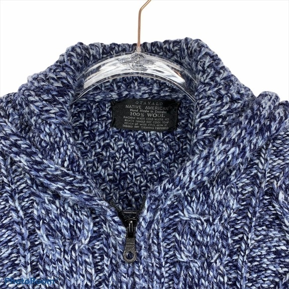 Otavalo Native American Wool ZipUp Hooded Cardigan - Picture 3 of 8